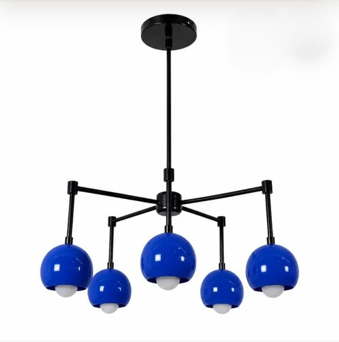Blue metal globe - chandelier, 5